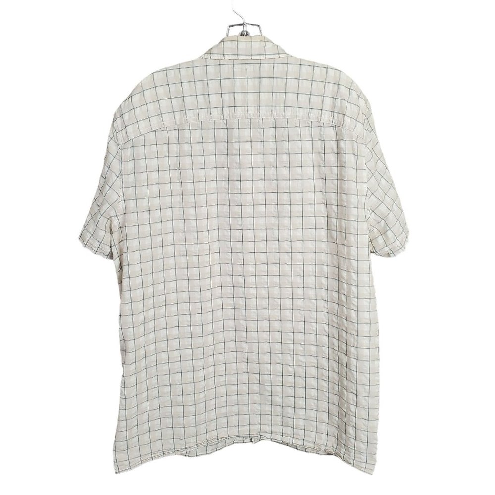 Timberland Mens Sz XXL Shirt Slim Fit Button Up Textured Camp 100% Cotton Plaid - Picture 3 of 7